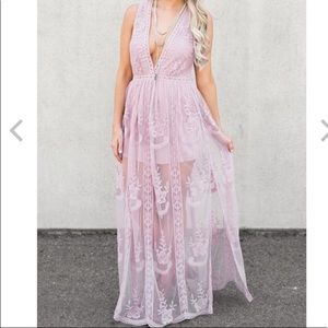 Lace Romper Maxi Dress - Wishlist